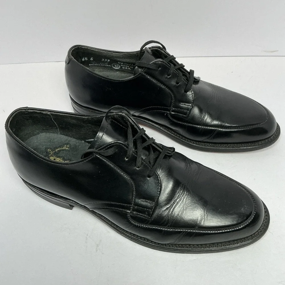 Executive Imperial Oxford Shoes Mens 6.5 E Black Leather Apron Toe Made in USA